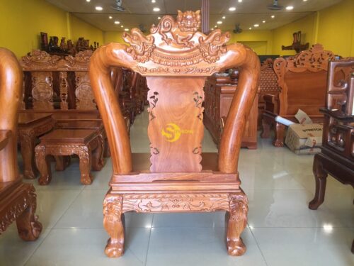 BBG324 bộ bàn ghế chạm lân 2 mặt tay 10 1
