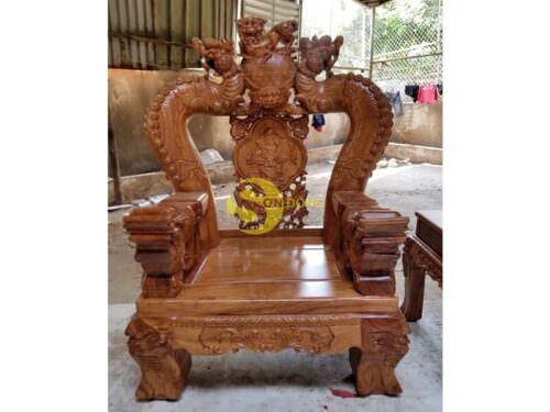 Bộ bàn ghế nghê đỉnh gỗ hương tay 20 -BBG1003 - Hình ảnh 13