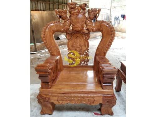 Bộ bàn ghế nghê đỉnh gỗ hương tay 20 -BBG1003 - Hình ảnh 15