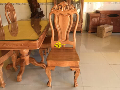 Bộ bàn ghế phòng ăn gõ đỏ 6 ghế cao cấp BBA2146L