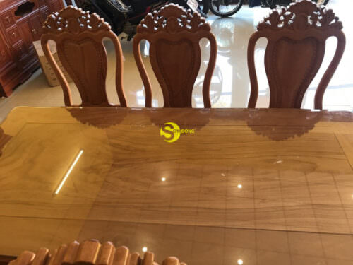 Bộ bàn ghế phòng ăn gõ đỏ 6 ghế cao cấp BBA2146L