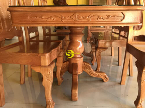 Bộ bàn ghế phòng ăn gõ đỏ 6 ghế cao cấp BBA2146L