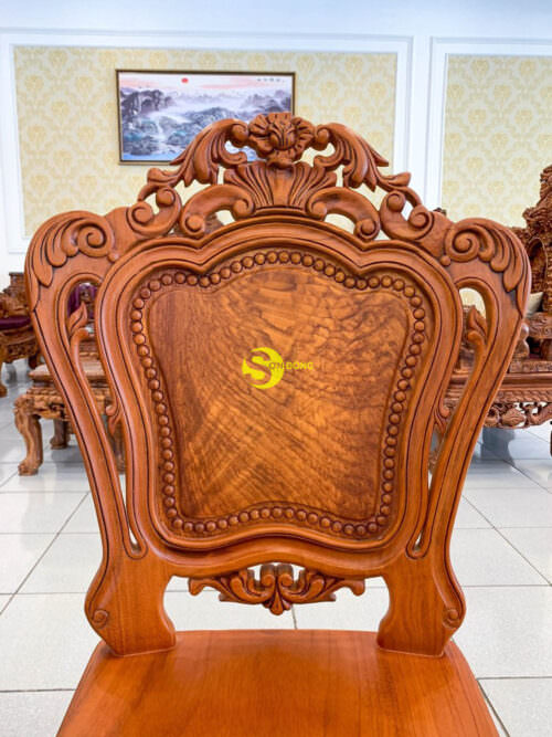 Bộ bàn ăn cổ điển gõ đỏ cao cấp BBA222