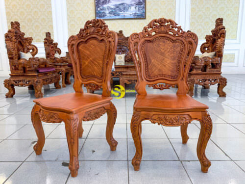Bộ bàn ăn cổ điển gõ đỏ cao cấp BBA222