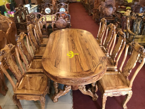 Bộ bàn ghế phòng ăn cổ điển gỗ cẩm lai BBG159C