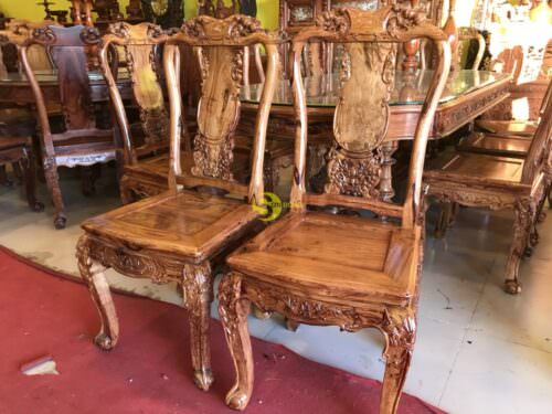 Bộ bàn ăn gỗ cẩm lai ovan lượn 10 ghế - BBA159 - Hình ảnh 7