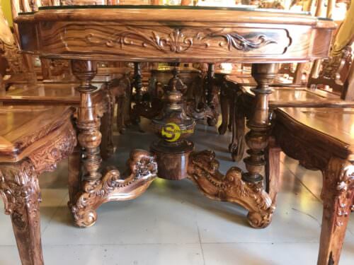 Bộ bàn ăn gỗ cẩm lai ovan lượn 10 ghế - BBA159 - Hình ảnh 8