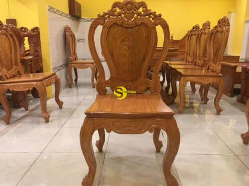 Bộ bàn ghế phòng ăn gỗ gõ đỏ cổ điển BBA2610B