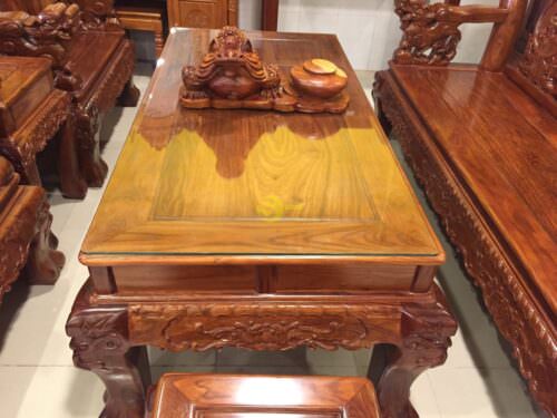 Bộ bàn ghế chạm nghê quả cầu gỗ hương tay 12 -BBG298 - Hình ảnh 5