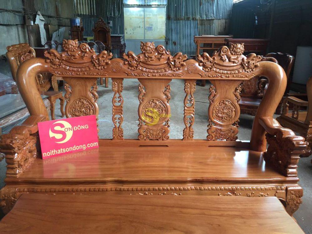 Bộ bàn ghế chạm lân 2 mặt gõ đỏ tay 14 - BBG35NHN 15 Bộ bàn ghế chạm lân 2 mặt gõ đỏ tay 14 - BBG35NHN