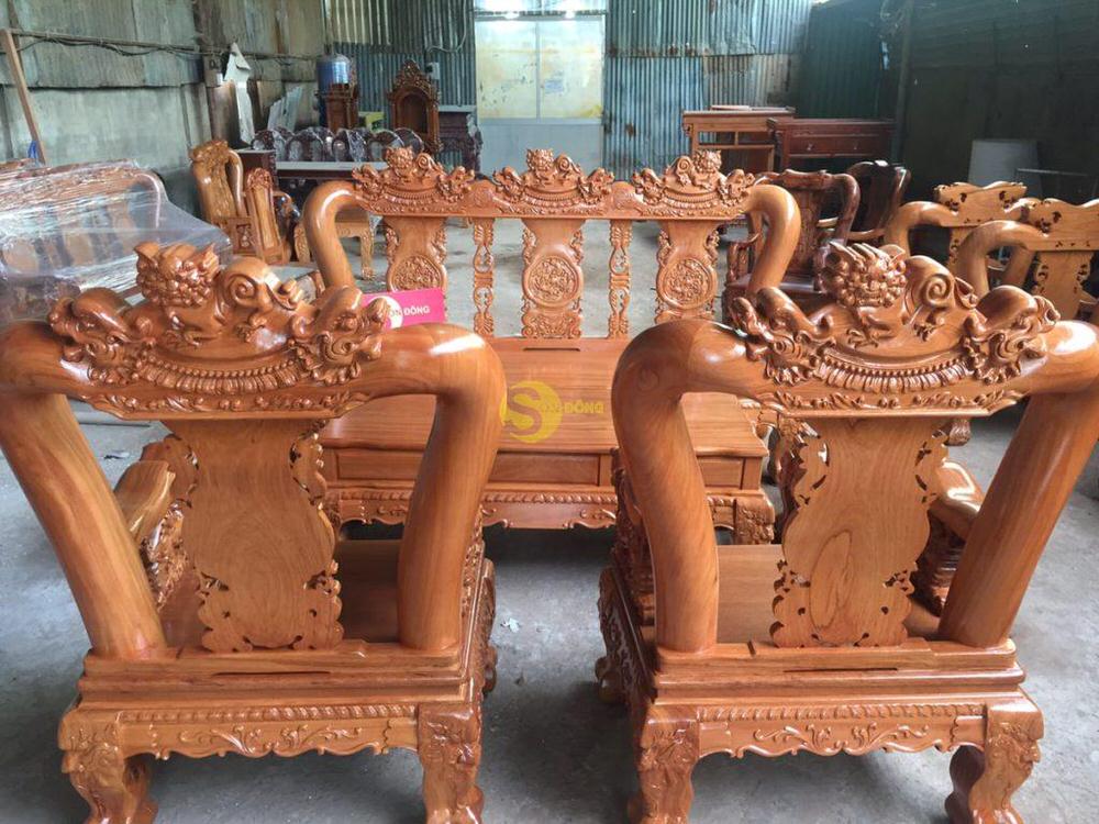 Bộ bàn ghế chạm lân 2 mặt gõ đỏ tay 14 - BBG35NHN 17 Bộ bàn ghế chạm lân 2 mặt gõ đỏ tay 14 - BBG35NHN