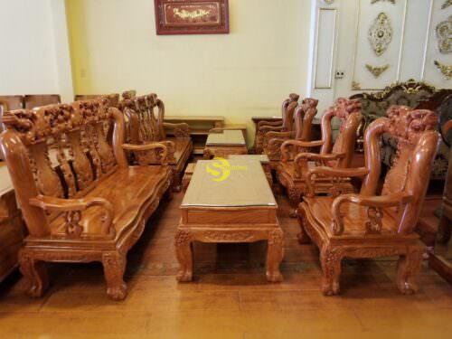 Bộ bàn ghế minh quốc đào chim gỗ hương đá tay 12 - BBG048 - Hình ảnh 14