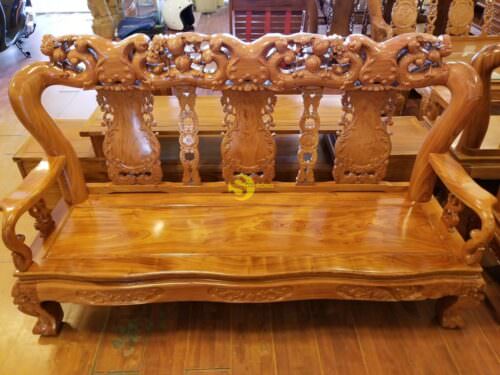 Bộ bàn ghế minh quốc đào chim gỗ hương đá tay 12 - BBG048 - Hình ảnh 15