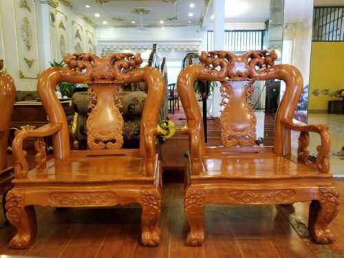 Bộ bàn ghế minh quốc đào chim gỗ hương đá tay 12 - BBG048 - Hình ảnh 2