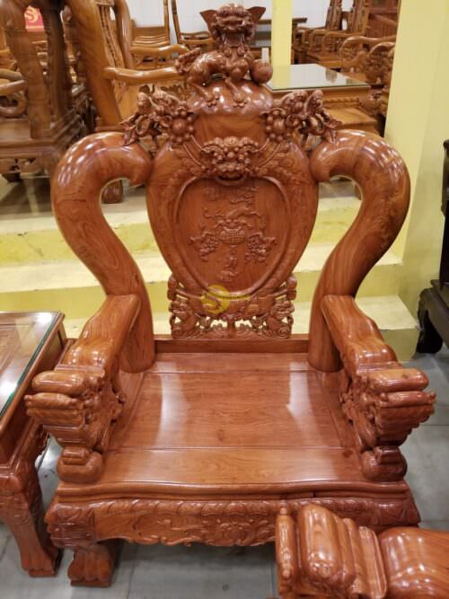 Bộ bàn ghế nghê đỉnh gỗ hương đá tay 14 - BBG068 - Hình ảnh 9