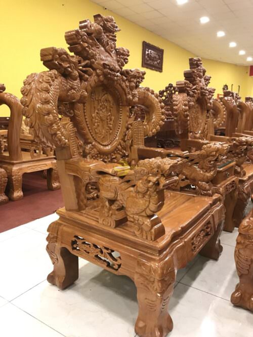 Bộ bàn ghế rồng đỉnh gỗ gõ đỏ tay 12 – BBG700BN - Hình ảnh 2