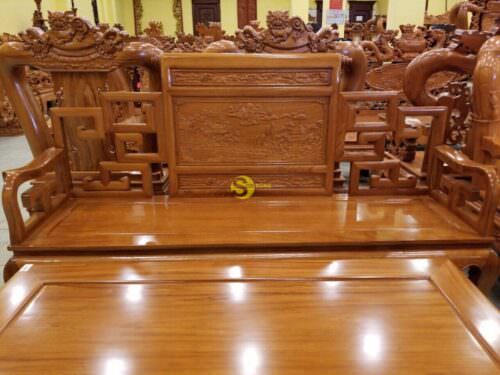 Bộ bàn ghế sơn thuỷ gỗ gõ đỏ - BBG213 - Hình ảnh 6