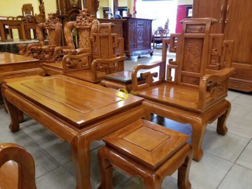Bộ bàn ghế sơn thuỷ gỗ gõ đỏ - BBG213 - Hình ảnh 7