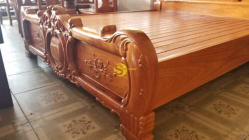 Giường ngủ hoa hồng gỗ gõ đỏ 1,6m x 2m - GN017A - Hình ảnh 2