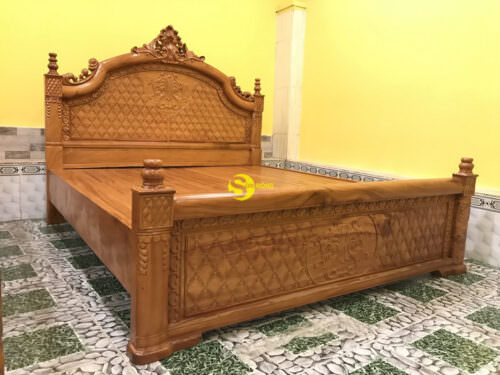 Giường ngủ nữ hoàng gỗ gõ đỏ- GN19