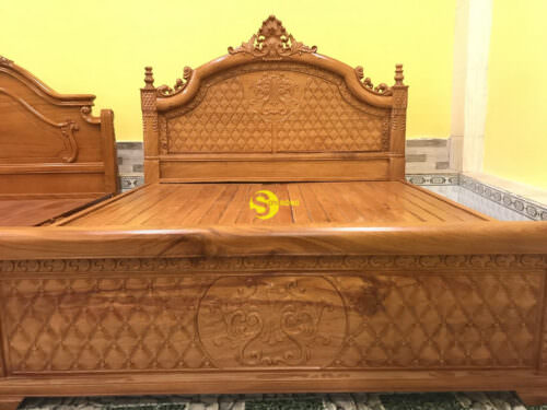 Giường ngủ nữ hoàng gỗ gõ đỏ- GN19