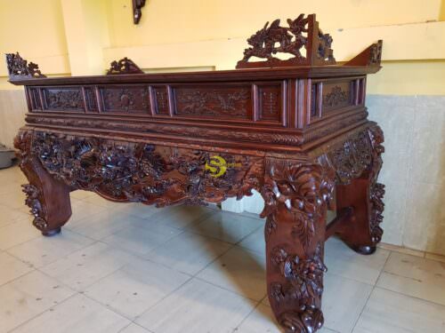 Sập thờ tứ linh gỗ gụ chân 24 - SD68 - Hình ảnh 7