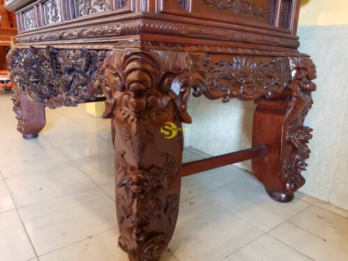 Sập thờ tứ linh gỗ gụ chân 24 - SD68 - Hình ảnh 2