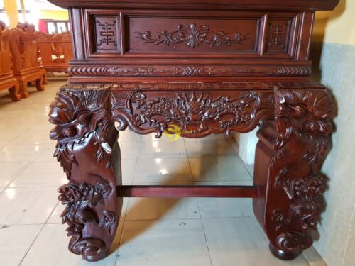 Sập thờ tứ linh gỗ gụ chân 24 - SD68 - Hình ảnh 3
