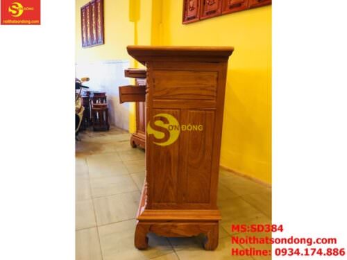 Tủ thờ gỗ gõ đỏ chạm chữ phúc 1,27m-SD384 - Hình ảnh 4