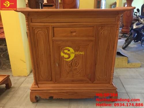 Tủ thờ gỗ gõ đỏ chạm chữ phúc 1,27m-SD384 - Hình ảnh 6