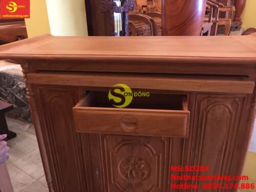 Tủ thờ gỗ gõ đỏ chạm chữ phúc 1,27m-SD384 - Hình ảnh 5