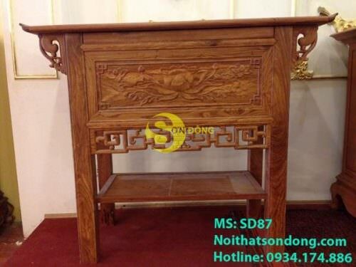 Bàn thờ nhà chung cư bông sen gỗ hương-SD87 - Hình ảnh 5
