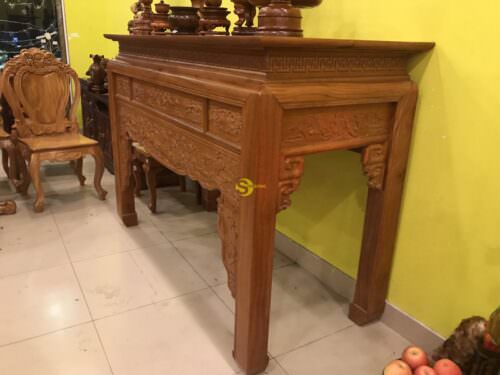 Bàn thờ gõ đỏ chạm hoa sen 1.76m-SD96A - Ảnh 4