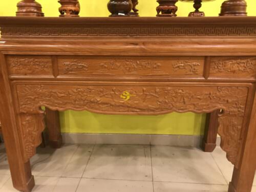 Bàn thờ gõ đỏ chạm hoa sen 1.76m-SD96A - Ảnh 2