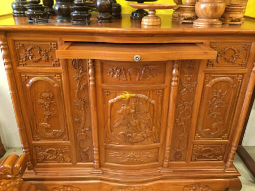 Tủ thờ gõ đỏ chạm hoa sen 1,76m-SD928 - Hình ảnh 8
