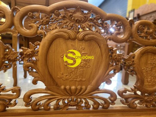 Bộ bàn ghế hoa cúc gỗ gõ đỏ - BBG113A - Hình ảnh 2
