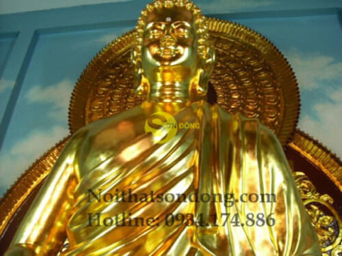 Tượng đức bổn sự thich ca mâu ni dát vàng 24K - TC01 - Hình ảnh 5