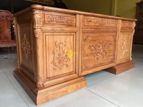 Bàn làm việc cổ điển gỗ gõ đỏ 1,76m-BLV05 - Hình ảnh 10