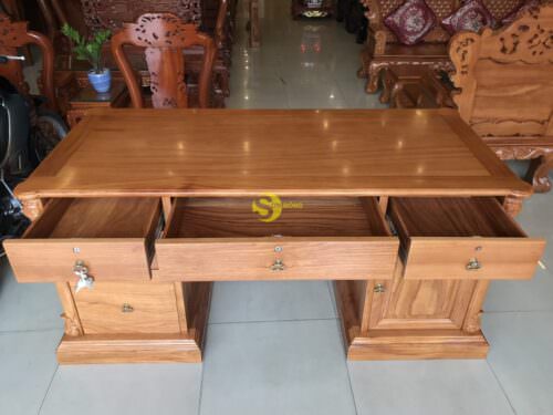 Bàn làm việc cổ điển gỗ gõ đỏ 1,76m-BLV05 - Hình ảnh 3