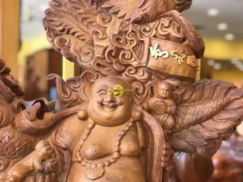 Tượng di lặc tứ linh gỗ hương cao 83cm - DL1005 - Ảnh 3