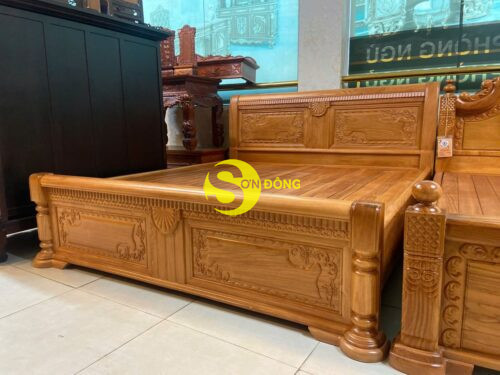 Giường ngủ hoa văn cổ điển 1,8m x 2m- GN42 - Hình ảnh 4