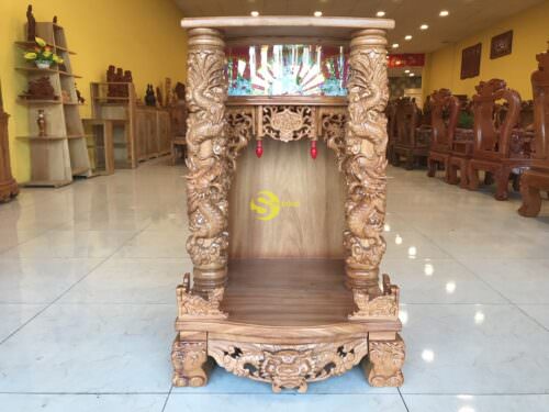 bàn thờ ông địa gõ đỏ hộp đèn 60 - SD376A - Hình ảnh 4