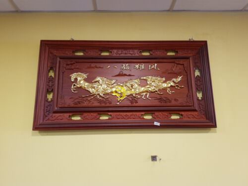 Tranh mã đáo dát vàng gỗ hương 1,27m-T10 - Hình ảnh 10