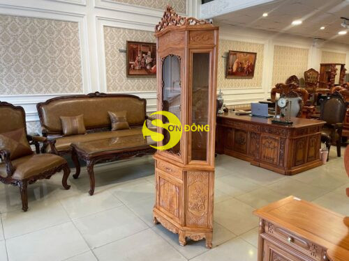 Tủ rượu góc gỗ gõ đỏ 60-TRBN01 - Hình ảnh 6
