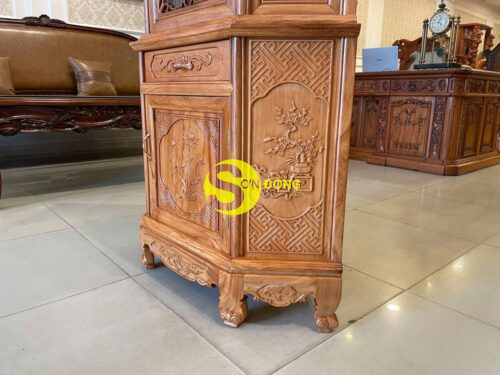 Tủ rượu góc gỗ gõ đỏ 60-TRBN01 - Hình ảnh 4