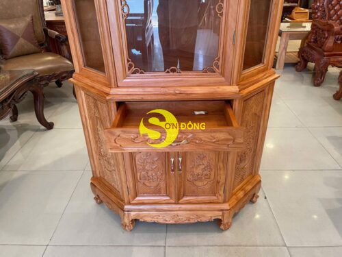 Tủ rượu góc gỗ gõ đỏ 70cm - TR08 - Hình ảnh 2