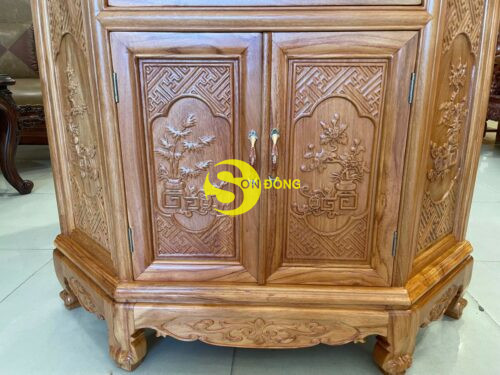 Tủ rượu góc gỗ gõ đỏ 70cm - TR08 - Hình ảnh 5