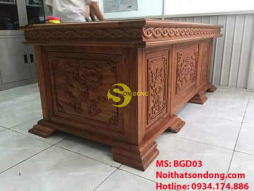 Bàn làm việc chạm hoa lan tây-BGD03 - Hình ảnh 3