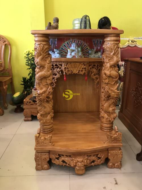 Bàn thờ ông địa gỗ gõ đỏ hộp đèn 80 VIP-SD377 - Hình ảnh 5