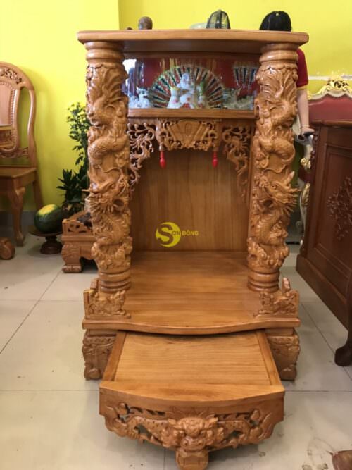 Bàn thờ ông địa gỗ gõ đỏ hộp đèn 80 VIP-SD377 - Hình ảnh 2
